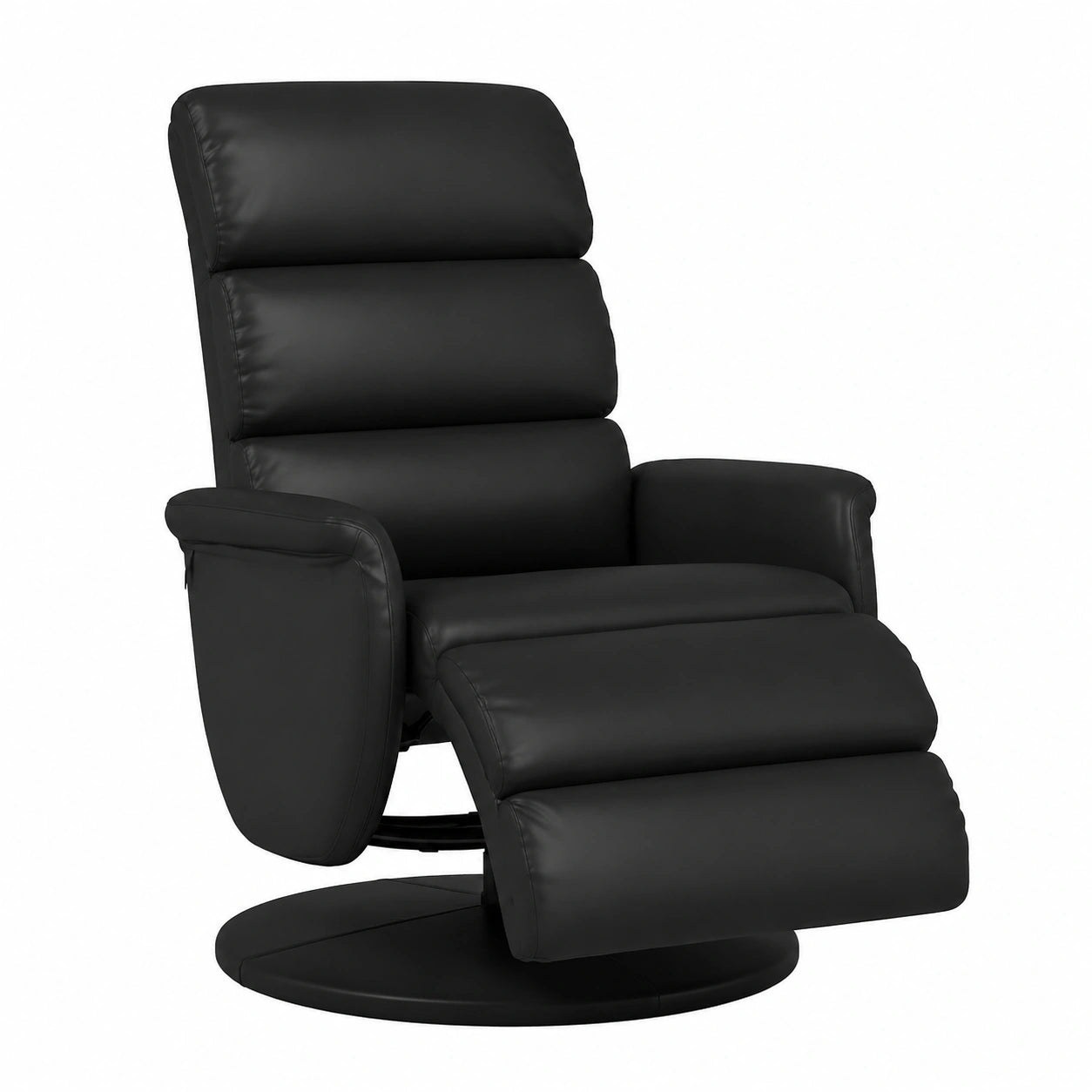 Poltrona massaggiante in similpelle reclinabile nera, 360° girevole, 6 punti, 71 x 98 x 106 cm, per soggiorno e ufficio