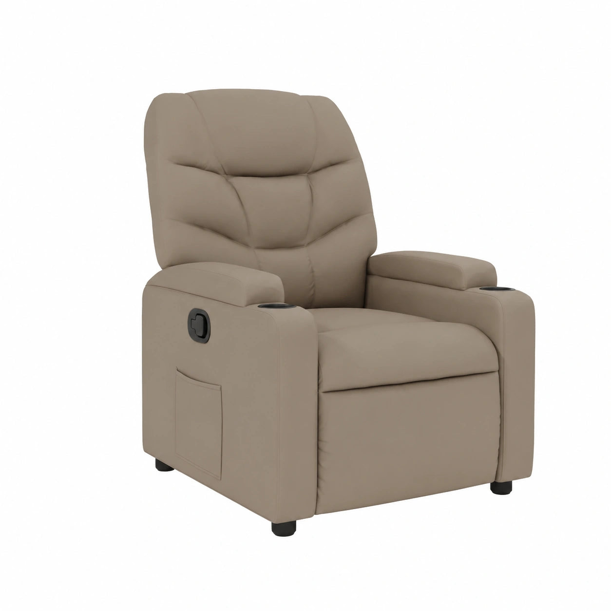 Poltrona Elettrica Reclinabile in Pelle Sintetica Cappuccino con Imbottitura Confortevole