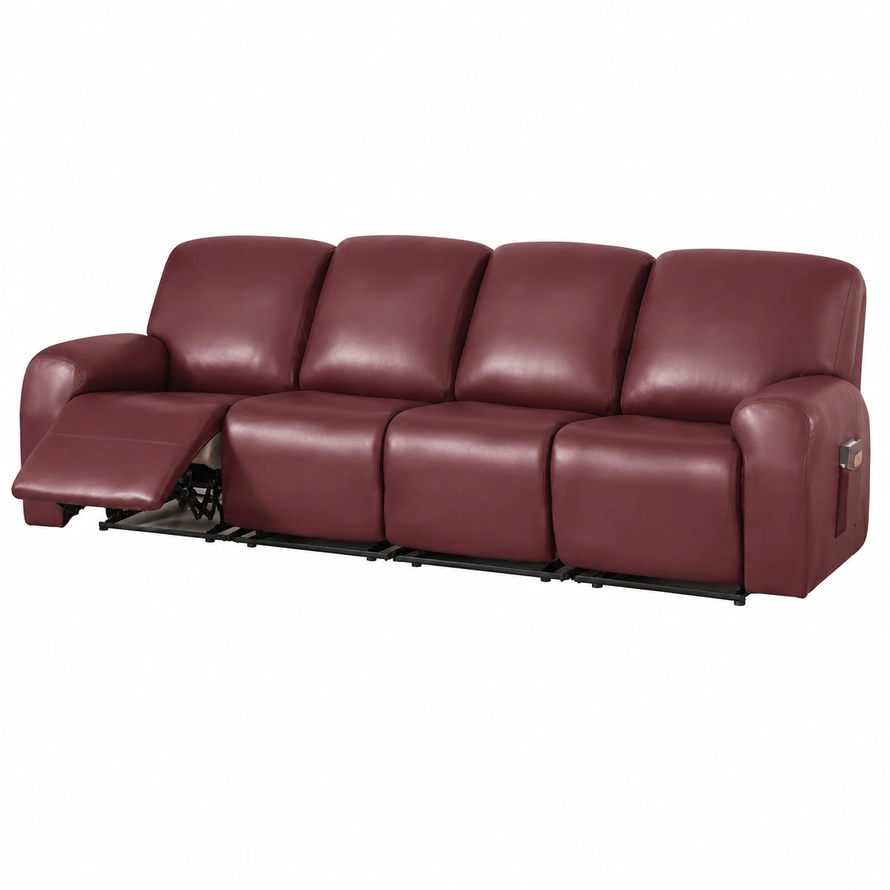 Copertura elastica impermeabile per poltrona reclinabile in pelle PU con tasche, 4 posti, rossa