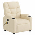Poltrona Relax Massaggiante in Tessuto Crema con Vibrazione, 74x89x100 cm