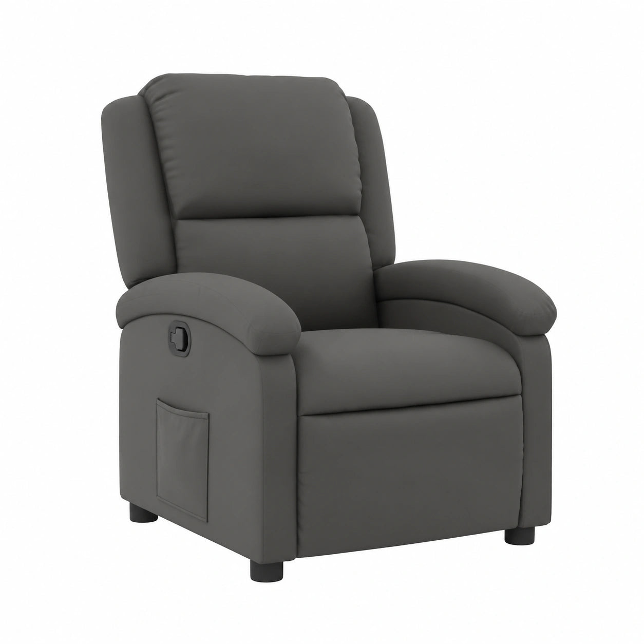 Poltrona Reclinabile Elettrica in Pelle Grigia con Funzione Automatica e Imbottitura Confortevole