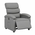 Poltrona massaggiante reclinabile in ecopelle grigia con funzione automatica e comfort imbottito