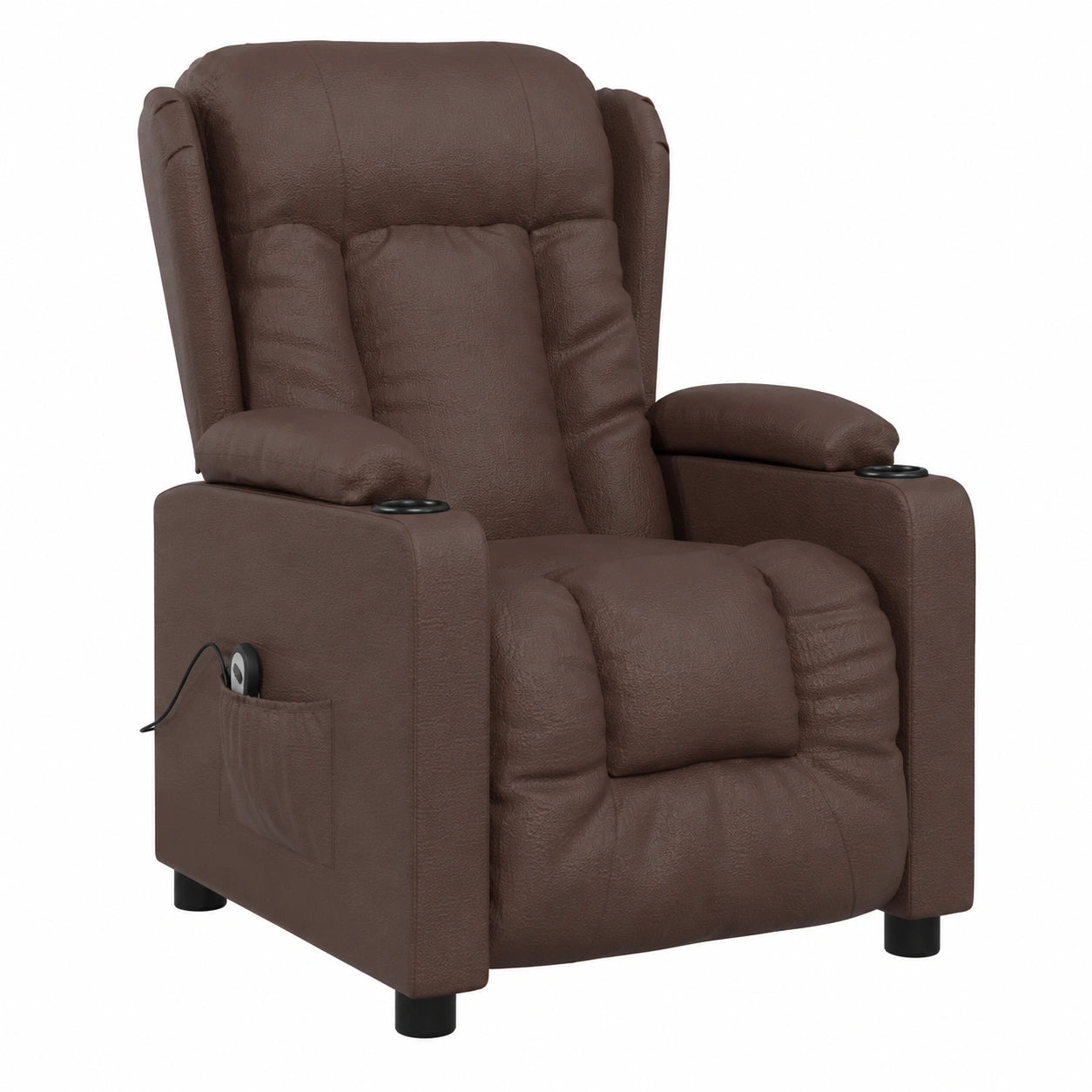 Poltrona Massaggiante Elettrica in Similpelle Marrone con Funzione Recline