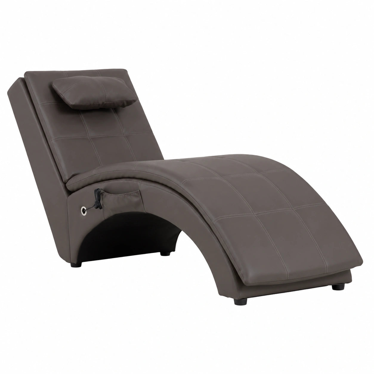 Poltrona massaggiante reclinabile in similpelle con funzione riscaldante, grigia, ergonomica, 145 x 54 x 72 cm
