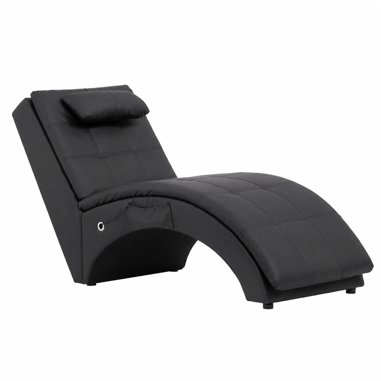 Poltrona Relax Ergonomica in Similpelle Nera con Massaggio e Riscaldamento, Cuscino Imbottito e Telecomando, 5 Modalità, 145x54x72 cm