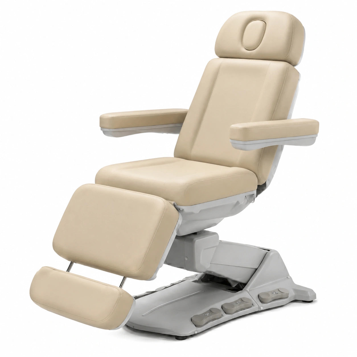 Lettino Massaggio Professionale Riscaldato a 4 Motori, Poltrona Estetista Multifunzionale, Capacità 200Kg, Regolabile in Ecopelle Beige